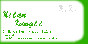 milan kungli business card